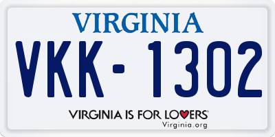 VA license plate VKK1302