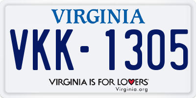 VA license plate VKK1305