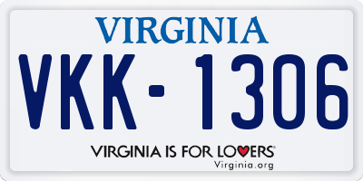 VA license plate VKK1306