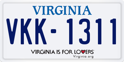 VA license plate VKK1311
