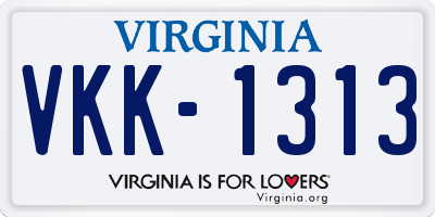 VA license plate VKK1313