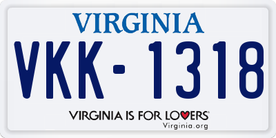 VA license plate VKK1318