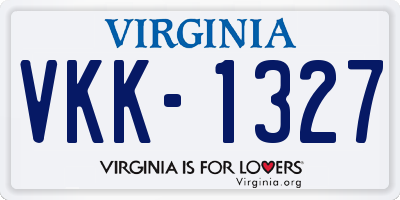 VA license plate VKK1327