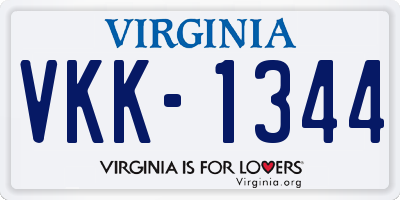 VA license plate VKK1344