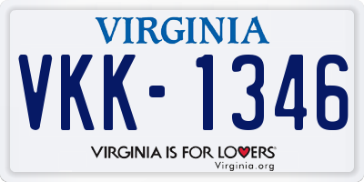 VA license plate VKK1346