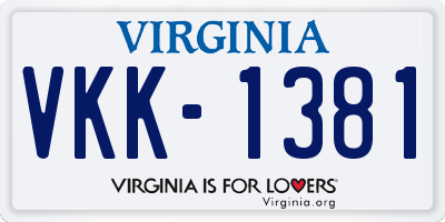 VA license plate VKK1381