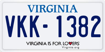 VA license plate VKK1382