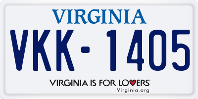 VA license plate VKK1405