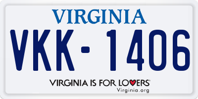 VA license plate VKK1406