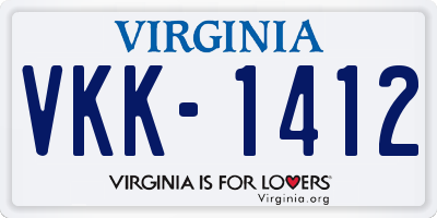 VA license plate VKK1412