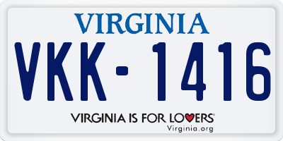 VA license plate VKK1416