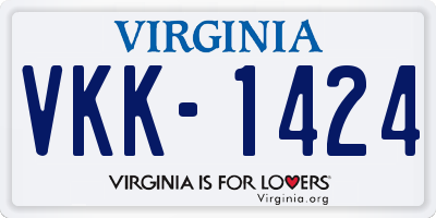 VA license plate VKK1424