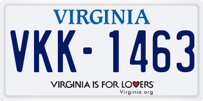 VA license plate VKK1463