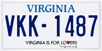 VA license plate VKK1487