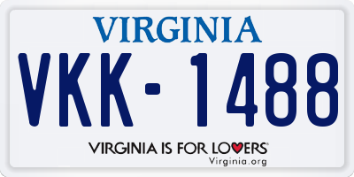 VA license plate VKK1488