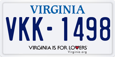 VA license plate VKK1498