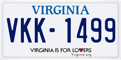 VA license plate VKK1499