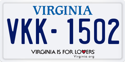 VA license plate VKK1502