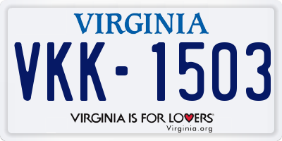 VA license plate VKK1503