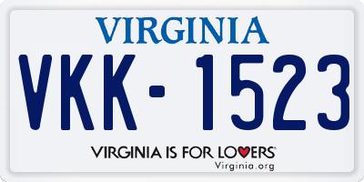 VA license plate VKK1523