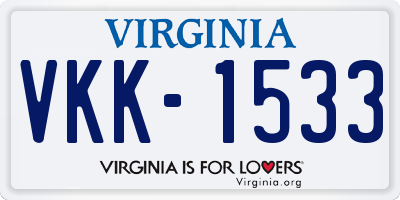 VA license plate VKK1533