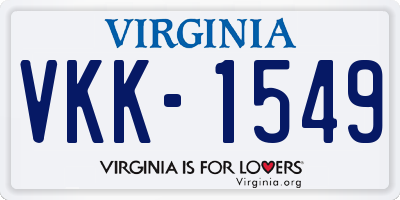 VA license plate VKK1549