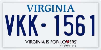 VA license plate VKK1561