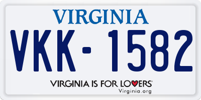 VA license plate VKK1582
