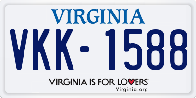 VA license plate VKK1588