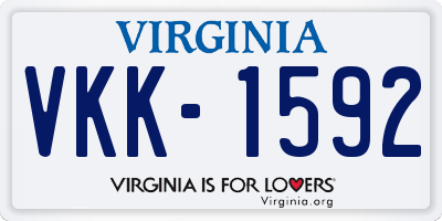 VA license plate VKK1592