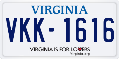 VA license plate VKK1616