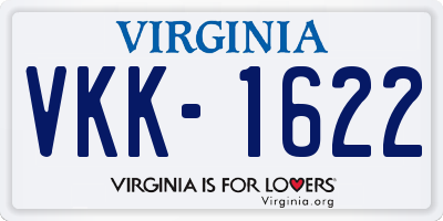 VA license plate VKK1622