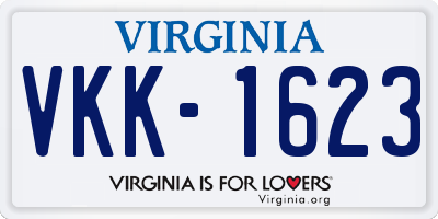VA license plate VKK1623