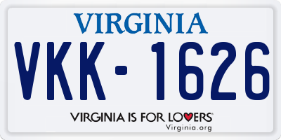 VA license plate VKK1626