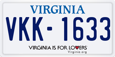 VA license plate VKK1633