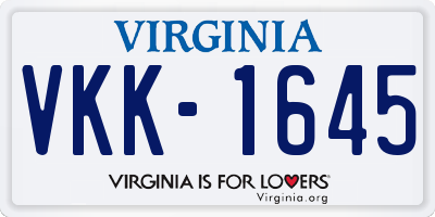 VA license plate VKK1645