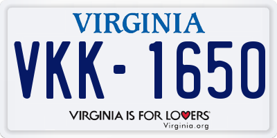 VA license plate VKK1650
