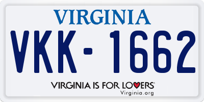VA license plate VKK1662