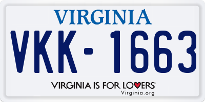 VA license plate VKK1663