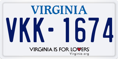 VA license plate VKK1674