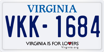 VA license plate VKK1684