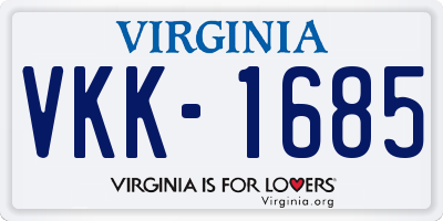 VA license plate VKK1685