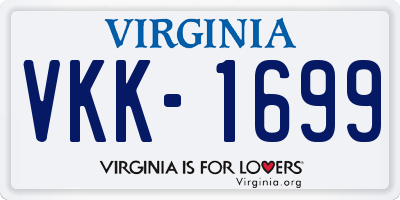 VA license plate VKK1699