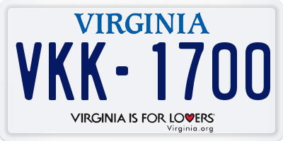 VA license plate VKK1700