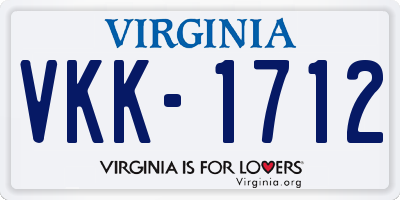 VA license plate VKK1712