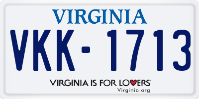 VA license plate VKK1713