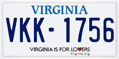 VA license plate VKK1756