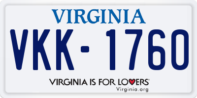 VA license plate VKK1760