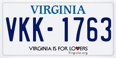 VA license plate VKK1763