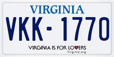 VA license plate VKK1770